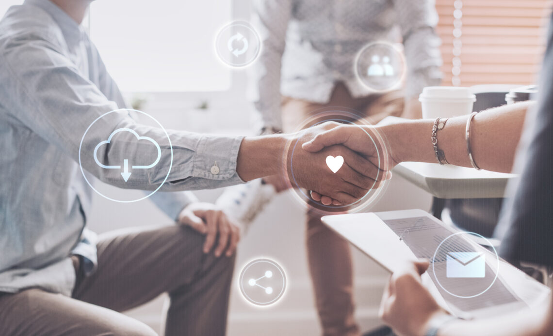 business people shaking hands for greeting